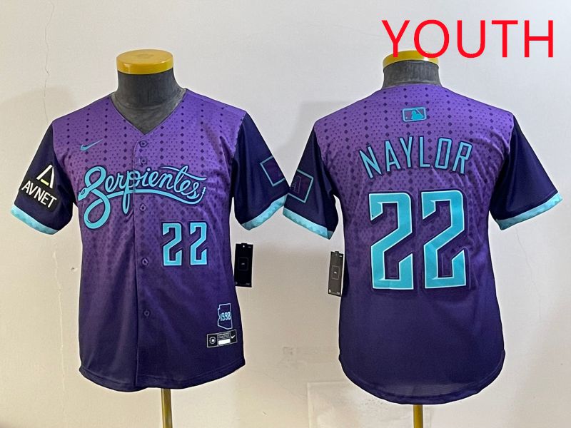 Youth 2025 Arizona Diamondback #22 Naylor Purple Joint Name Nike MLB Jersey style 6->youth mlb jersey->Youth Jersey